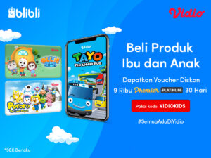 Promo Blibli setiap pembelian produk Ibu dan Anak, dapatkan voucher Vidio Premier Platinum.