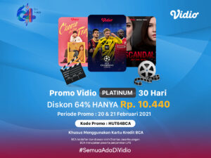 Promo Vidio di HUT BCA ke-64, dapat diskon Vidio Premier Platinum hingga 64%.