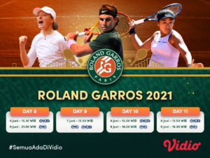 jadwal dan live streaming grand slam roland garros 2021