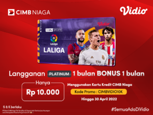 Promo CIMB, Beli Paket Vidio 1 Bulan Dapat 2 Bulan Cuma Rp 10.000!
