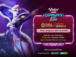 Nonton live streaming Vidio Community Cup Ladies season 3 Mobile Legends series 6