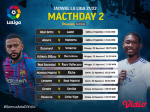 Link Live Streaming Nonton La Liga Matchday 2 2021-2022