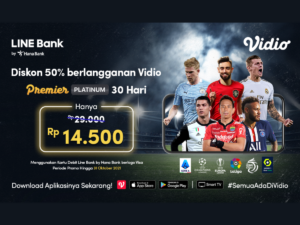 Promo Kartu Debit Line Bank, Diskon 50% Vidio Platinum 30 Hari!