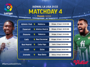 Jadwal Liga Spanyol La Liga Live Streaming 2021/22 Jornada 4