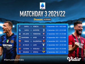 Streaming Liga Italia Serie A 2021/22 Matchday 3 di Vidio