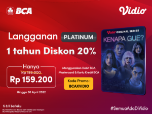 Dapatkan Diskon 20% Vidio Platinum 1 Tahun Dengan Kartu Kredit BCA & Debit BCA Mastercard!