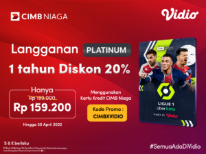 Promo Diskon 20%, Langganan Paket Vidio 1 Tahun Dengan Kartu Kredit CIMB Niaga!