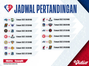 Jadwal dan Link Live Streaming NBA Regular Season 2021/22 Week 12 di Vidio