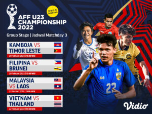 Jadwal Piala AFF U-23 2022 Matchday 3 Live Streaming di Vidio