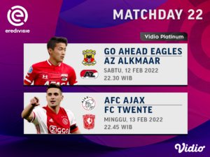 Jadwal Eredivisie 2021/22 Pekan 22 Live Streaming di Vidio