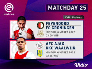 Link Live Streaming Eredivisie 2021/22 Pekan Ke-25 - Ajak Tantang Waalwijk