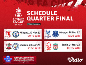 Link Live Streaming Piala FA Babak Perempat Final Pekan Ini di Vidio