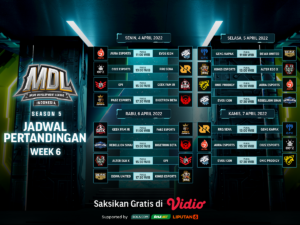 Yuk Live Streaming MDL Season 5 Week 6 dan Dukung Tim Favoritmu