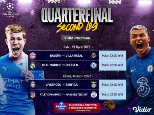 Ini Jadwal dan Link Live Streaming Liga Champions 2022 Babak Perempat Final Leg Kedua