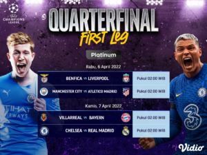 Jadwal dan Link Live Streaming Liga Champions 2022 Babak Perempat Final Leg Pertama