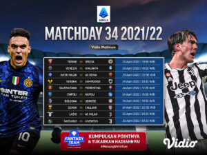 Ini Jadwal Serie A 2021/22 Pekan Ke-34, Inter Milan Jamu AS Roma