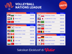 Live Streaming Volleyball Nations League (VNL) 2022 GRATIS di Vidio