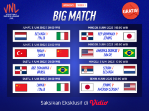 Link Live Streaming VNL Women’s 2022 Pekan Ini, Ada Amerika Serikat vs Brasil