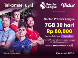 Premier League Murah dengan Telkomsel & by.U, Dapat Kuota & Bonus Add on F1 Vidio