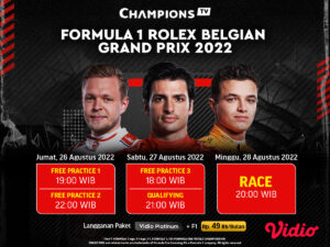 Jadwal Lengkap F1 GP Belgia 2022 Akhir Pekan Ini