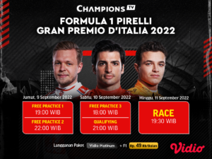 Jadwal F1 GP Italia 2022 di Sirkuit Monza