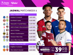Jadwal Liga Inggris 2022/23 Pekan 6