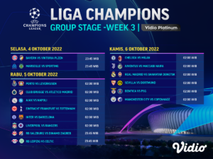 Jadwal Liga Champions 2022/23 Matchday 3