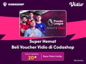 Beli Voucher Vidio di Codashop, Extra Cashback 20% Pakai LinkAja