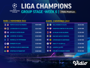 Jadwal Liga Champions 2022/23 Matchday 6