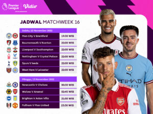 Jadwal Lengkap Premier League 2022/23 Pekan 16