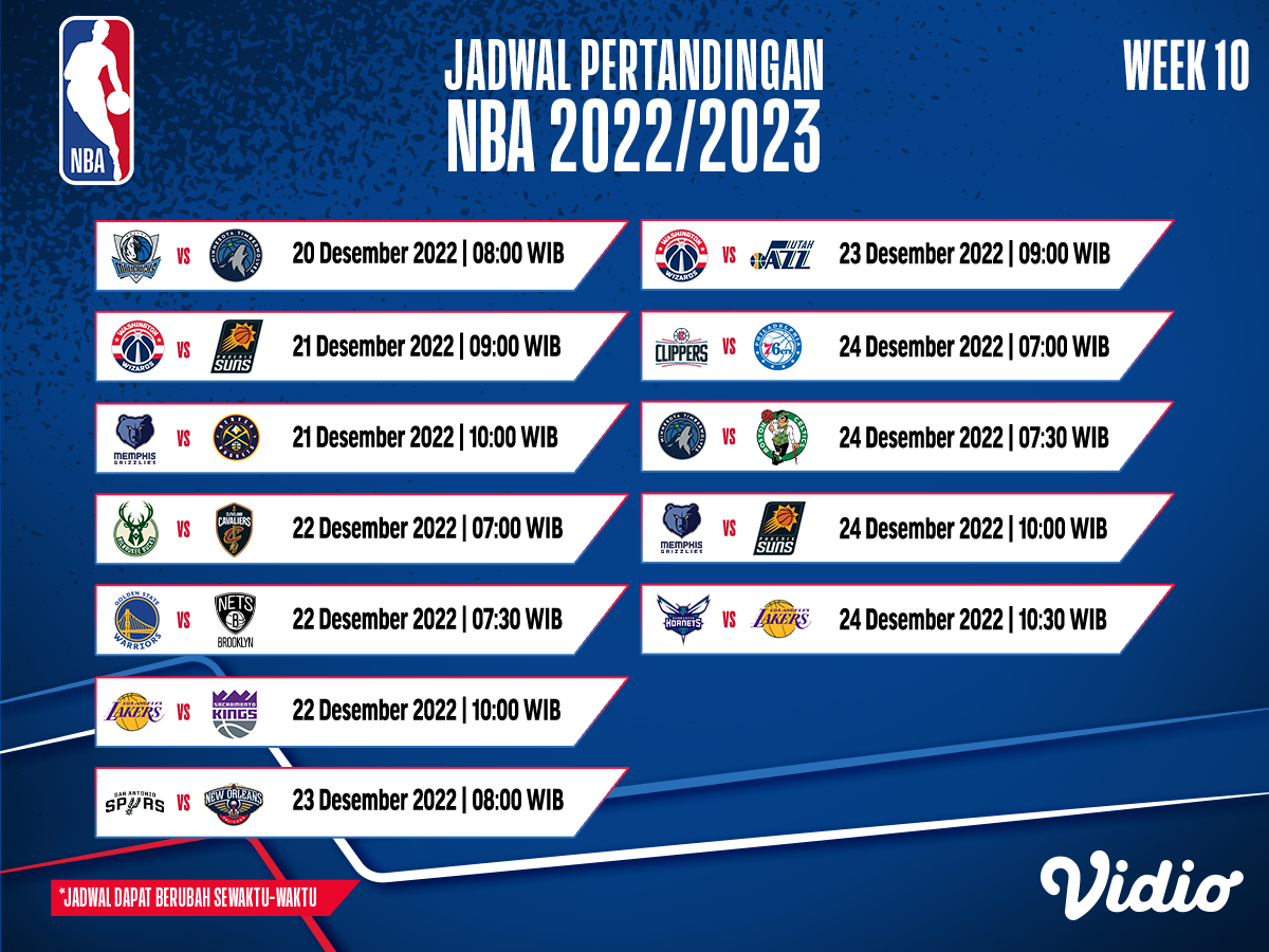 Jadwal dan Link Nonton NBA 2022/2023 Week 10