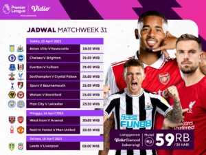 Jadwal Liga Inggris Matchweek 31