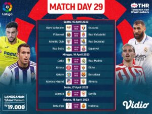 Jadwal La Liga Spanyol Match Day 29