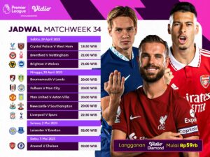 Jadwal Siaran Langsung Liga Inggris Match Week 34