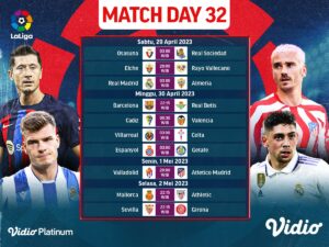 Jadwal Siaran Langsung Liga Spanyol Matchweek 32