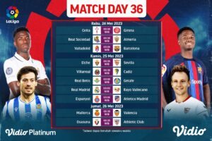 Jadwal Live Streaming Liga Spanyol Matchday 36
