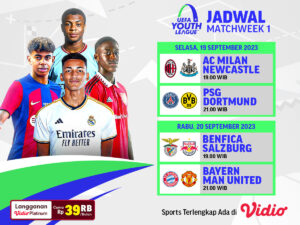 jadwal UEFA Youth League UYL matchweek 1