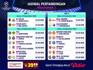 jadwal liga champions matchweek 1