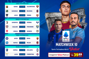 Jadwal dan Link Streaming Serie A Pekan Ke-10 Musim 2023/2024 di Vidio