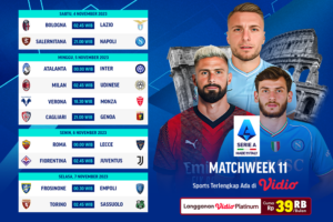 Jadwal dan link streaming Serie A pekan ke-11 musim 2023/2024