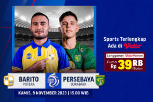 Jadwal dan Link Streaming Barito Putera vs Persebaya, Kamis 9 November 2023. Saksikan di Vidio!