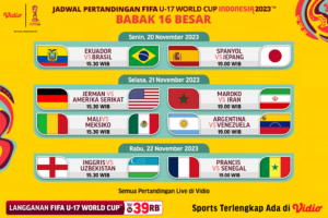 Jadwal dan Link Streaming Babak 16 Besar Piala Dunia U-17 2023 di Vidio
