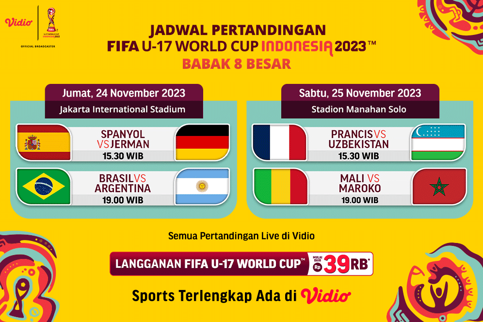Jadwal Babak 8 Besar Piala Dunia U-17 2023 - Vidio Blog