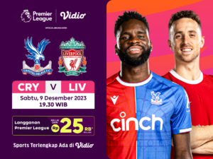 Jadwal dan link streaming Crystal Palace vs Liverpool, pada Sabtu (9/12/2023). Liga Inggris 2023/2024. Saksikan di Vidio!