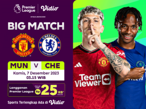 Jadwal dan link streaming MU vs Chelsea, Kamis (7/12/2023). Saksikan di Vidio!