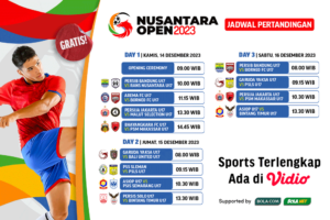 Jadwal Nusantara Open 2023. Saksikan Gratis di Vidio!