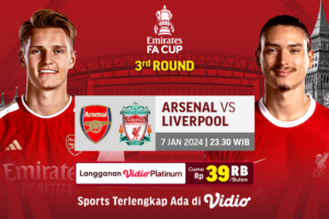 Link streaming Arsenal vs Liverpool, Minggu (7/1/2024) di Vidio