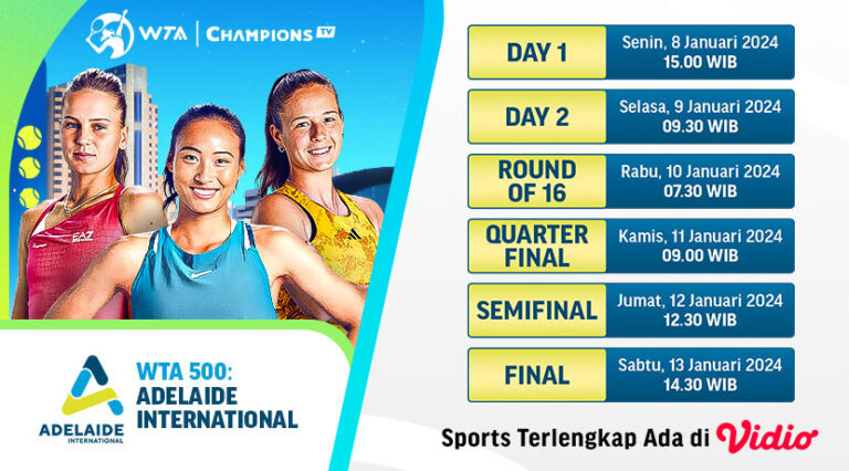 Jadwal link streaming WTA 500 Adelaide International 2024