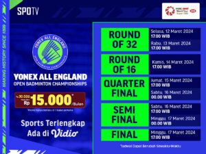 Jadwal dan Link Streaming BWF All England Open 2024
