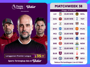 Jadwal Liga Inggris 2023/2024 Pekan ke-38